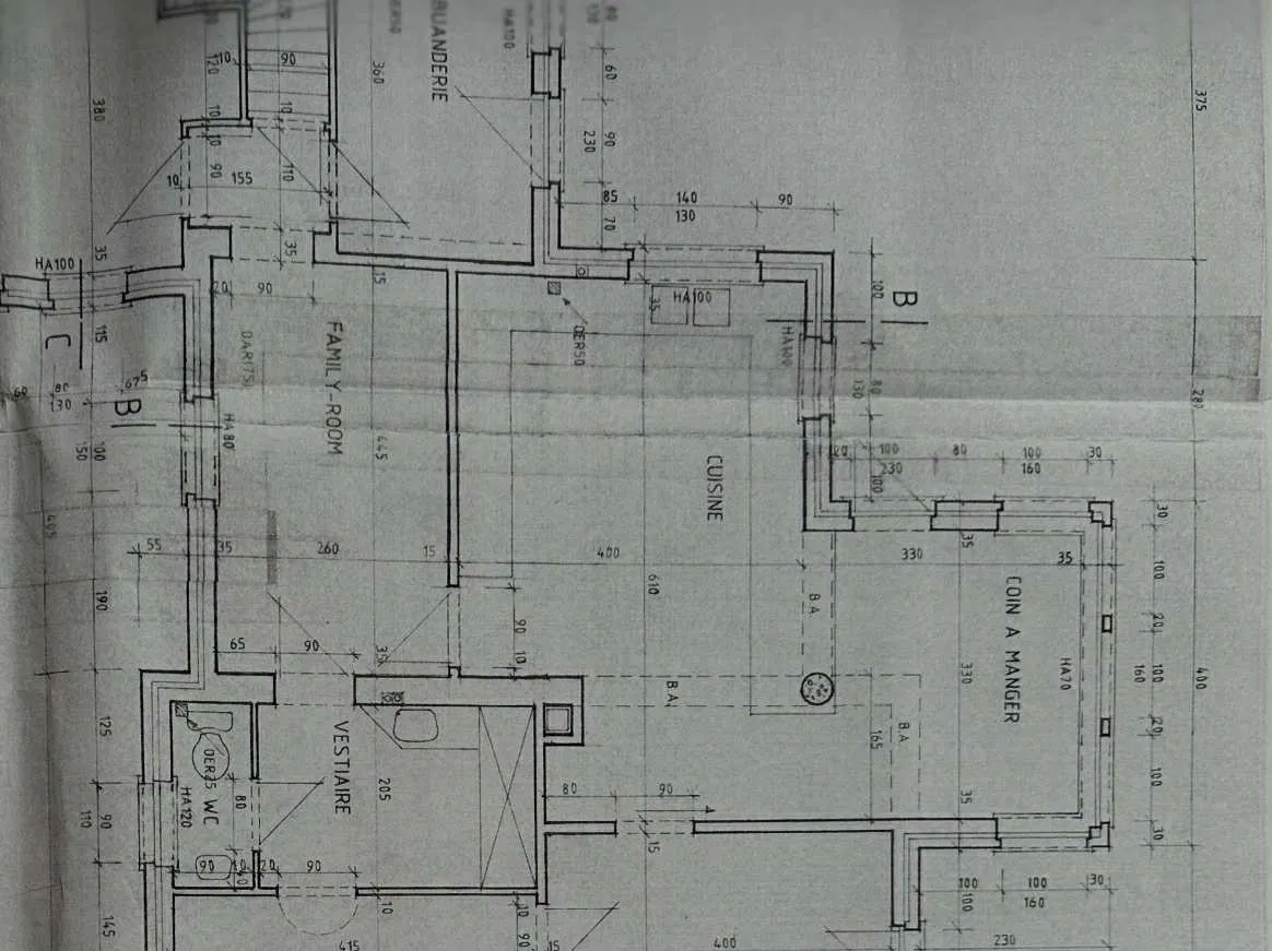 Plan d'implantation d'origine de la cuisine d'Anne-Julie