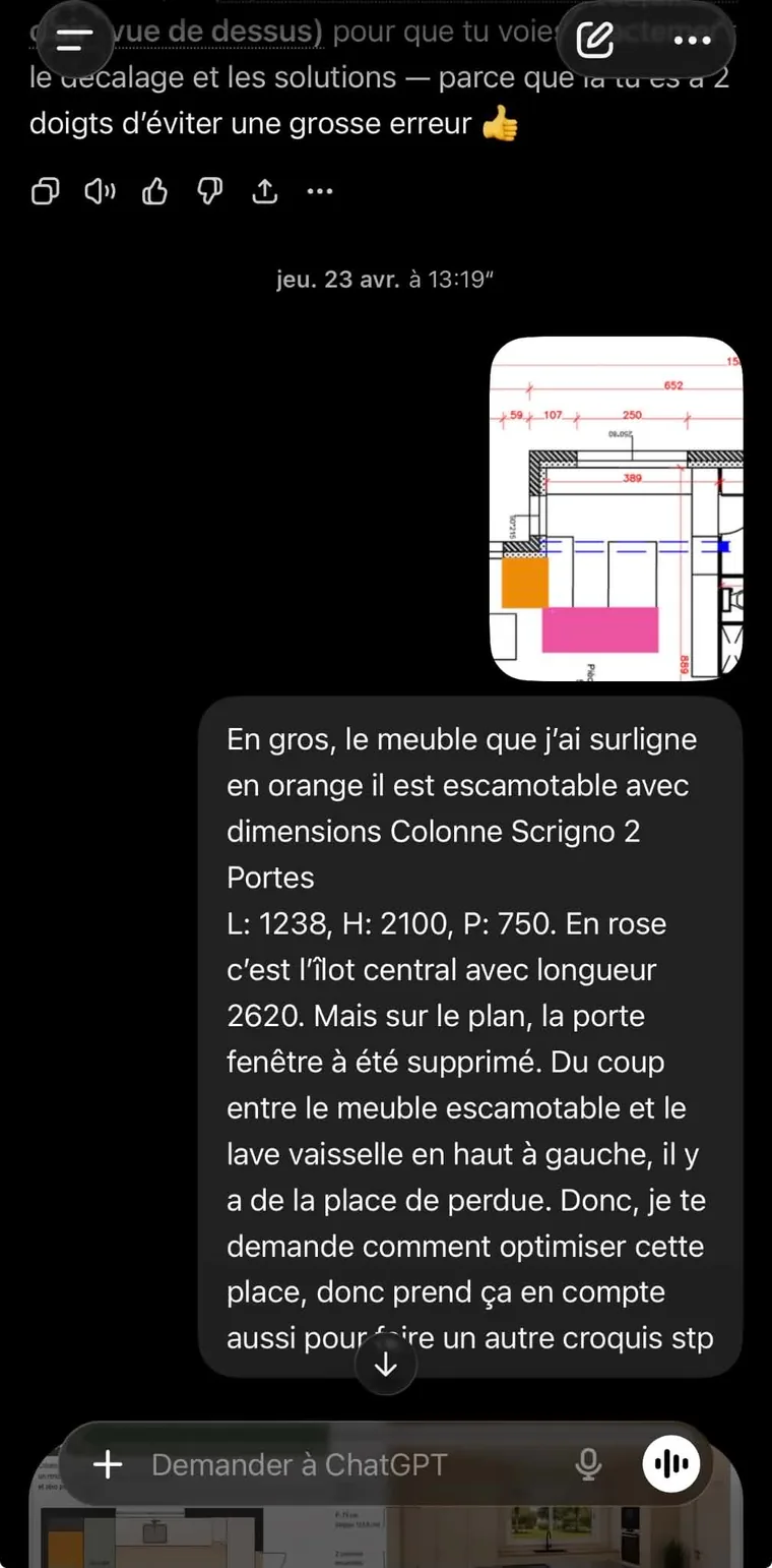 Envoi à ChatGPT du plan technique coté de la pièce et des contraintes