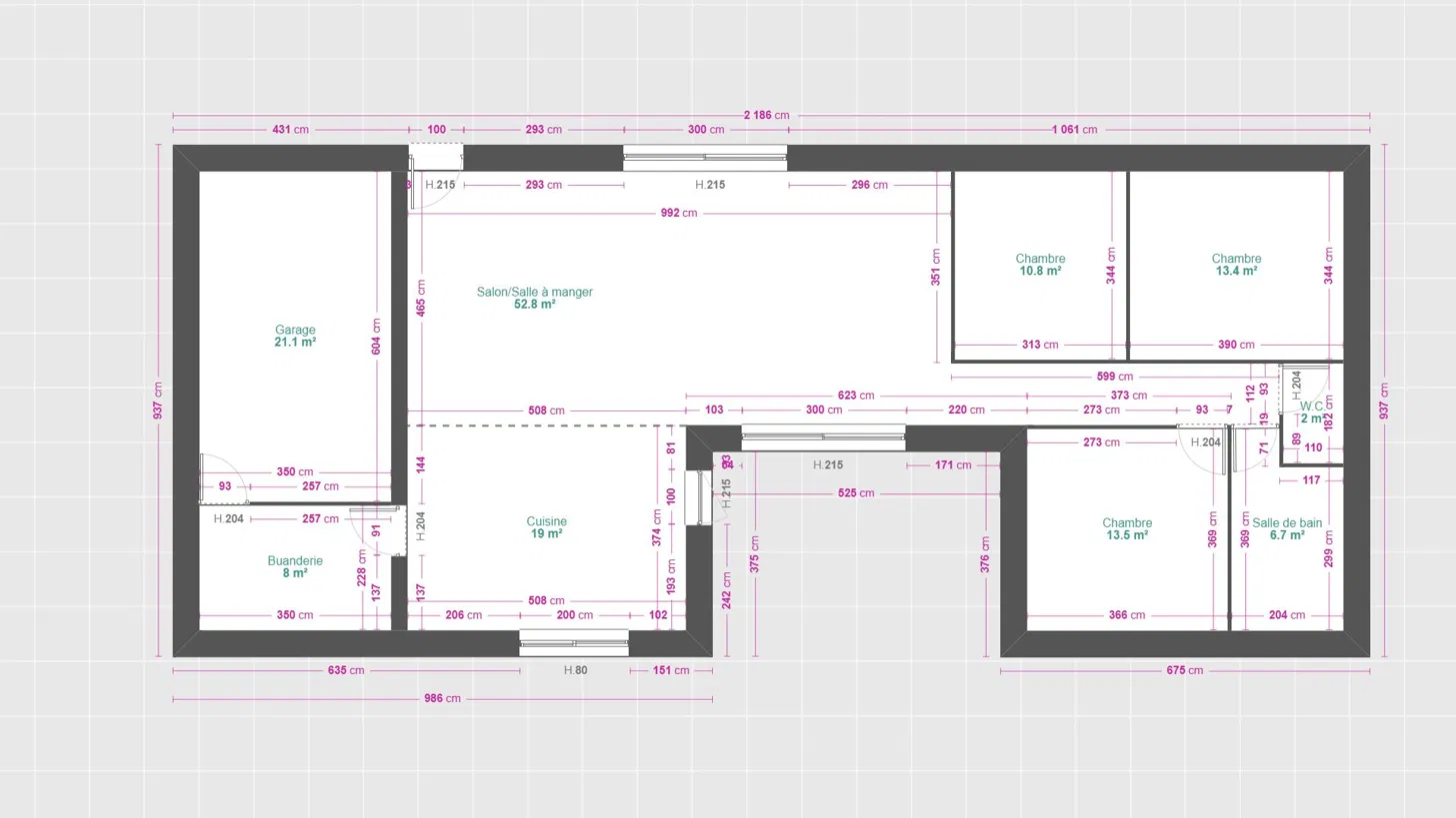 Plan d'implantation d'origine de la maison de Maxime